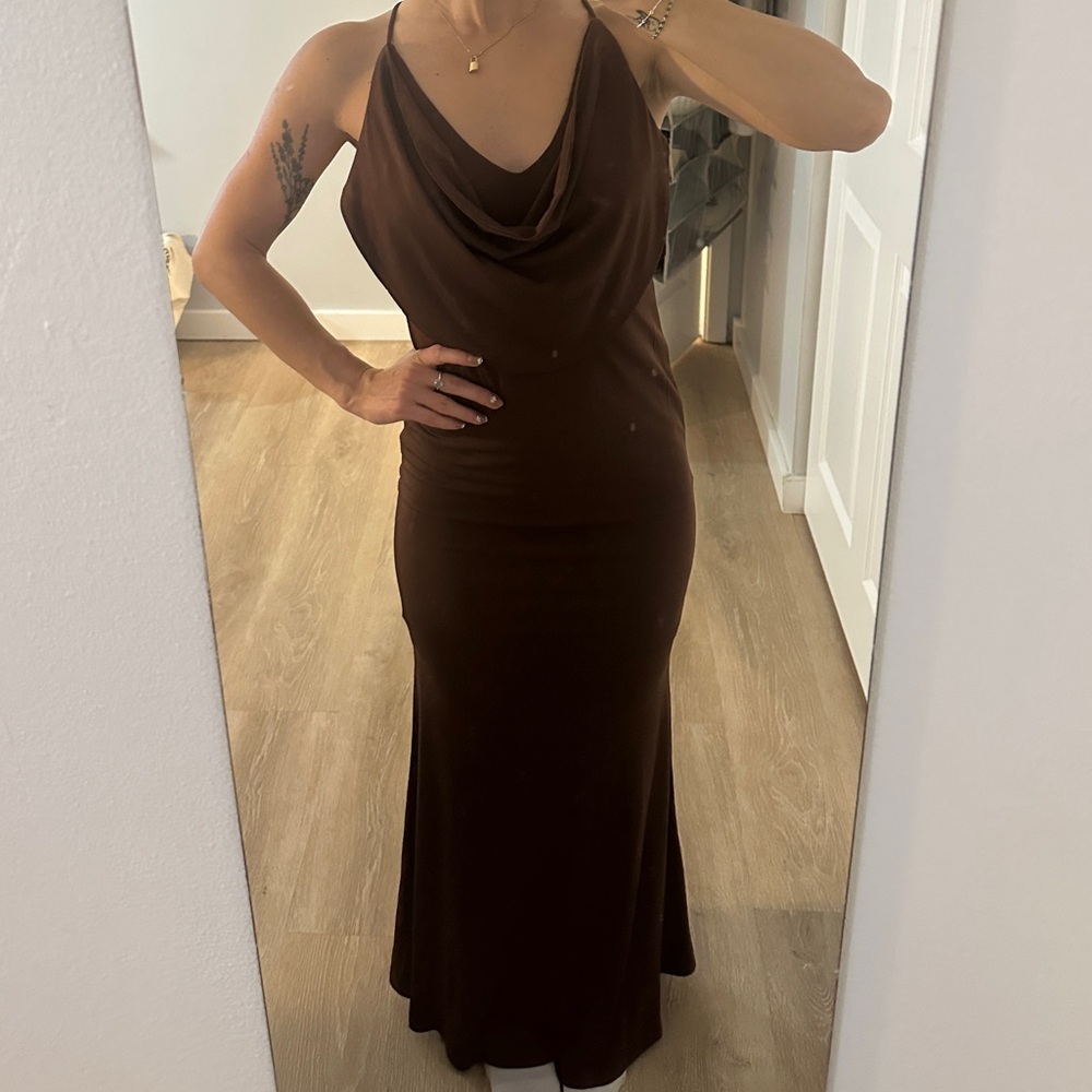 Elegant Brown Maxi Dress